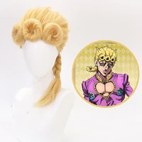 jojos bizarre adventure golden wind cosplay wig anime jojo no kimyou na bouken giorno giovanna wigs hair wig cap