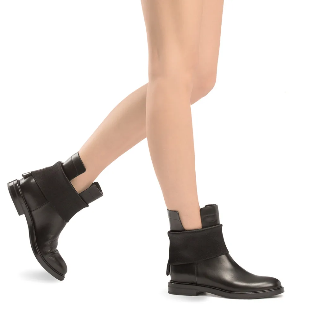 Женщин зимний снег черный Pleather круглый носок квартиры ботильоны обувь для