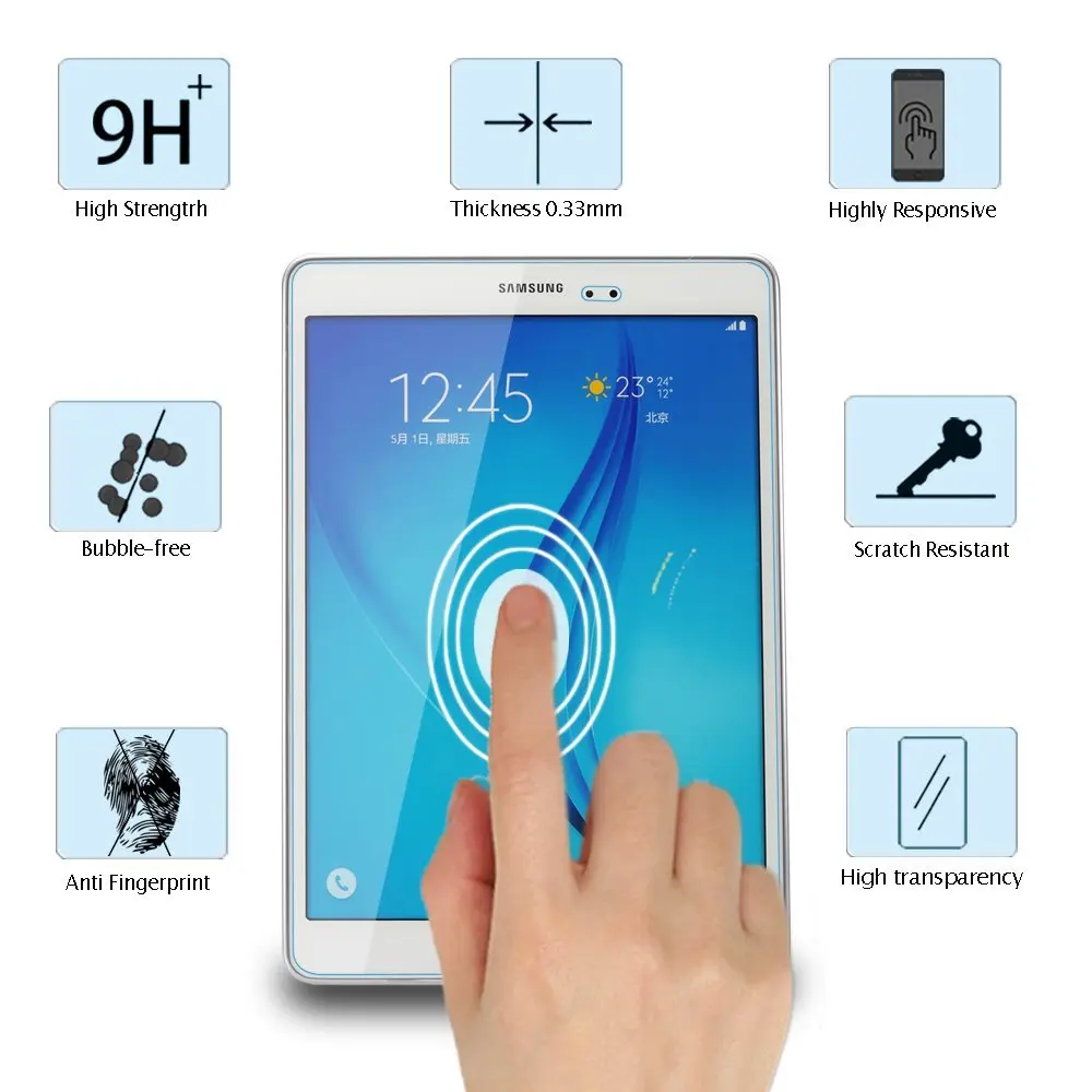 30 шт./лот Бесплатная доставка DHL 9H 2.5D Закаленное стекло для Samsung Galaxy Tab A T550 T555 9 7