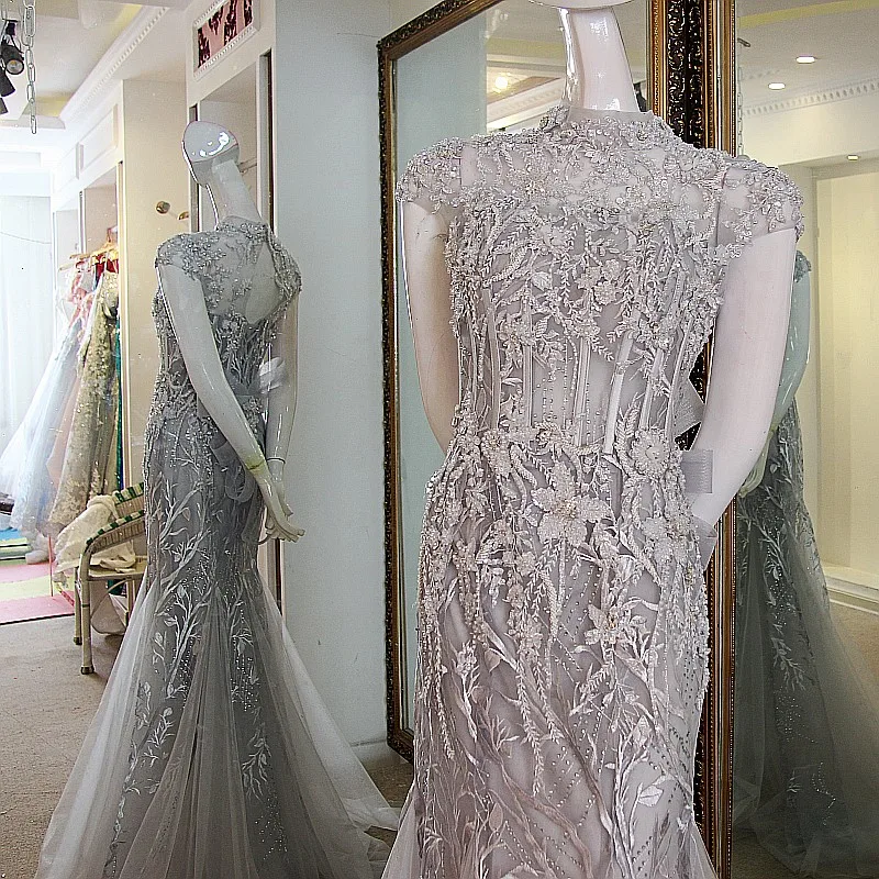 LS32998 Русалка платья вечерняя вечеринка кружева назад Крышка рукава Высокие