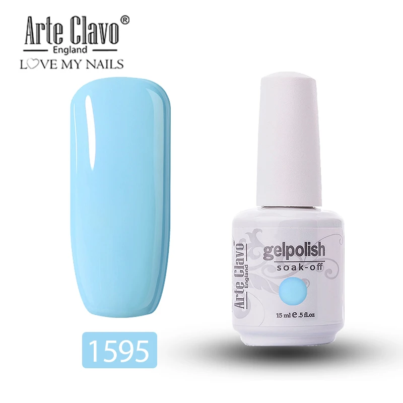 1595 Arte Clavo Гель-лак для ногтей 15 мл зеленая серия гель uv Vernis Гибридный гель лак для маникюра дизайн ногтей Белый Гель-лак замачиваемый - Цвет: 1595