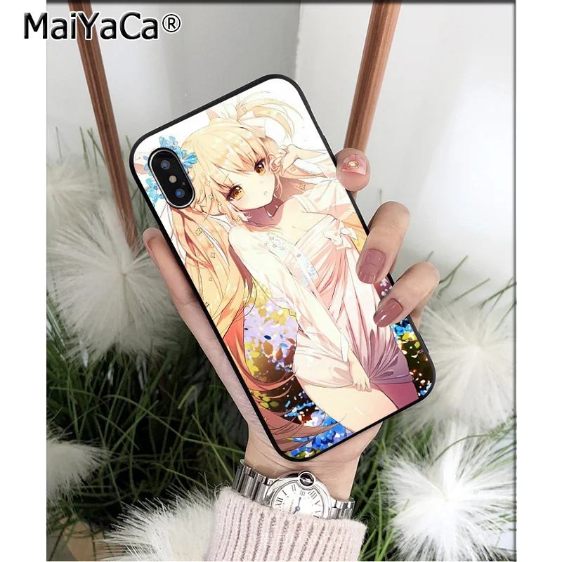 MaiYaCa аниме kawaii Девушка черный ТПУ мягкий чехол для телефона iPhone 8 7 6 6S Plus 5 5S SE XR X XS MAX