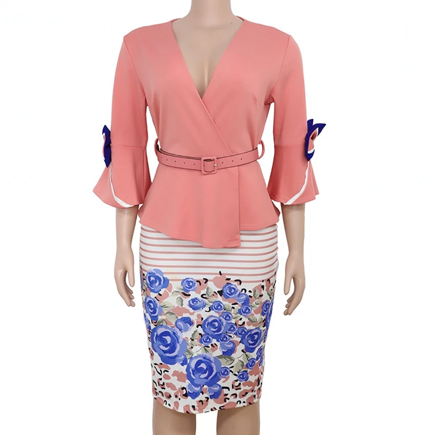 Женское платье-карандаш средней длины с V-образным вырезом | Женская одежда