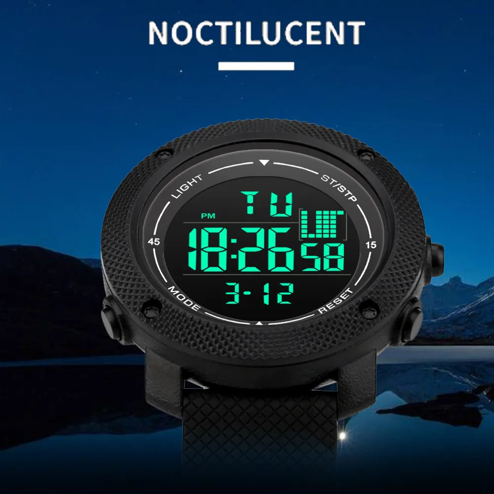 Роскошные спортивные часы для мужчин светящиеся аналоговые цифровые военные