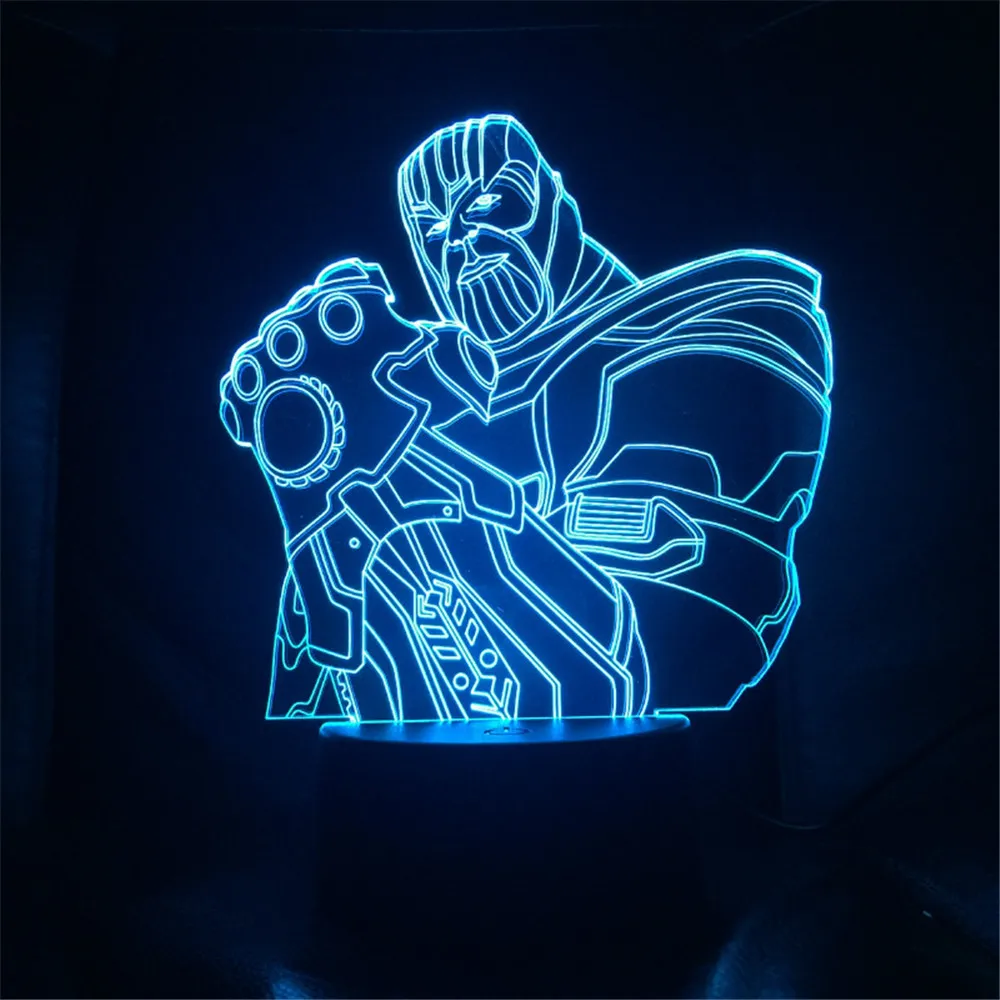 Мстители Thanos Infinity Gauntlet 3D ночник Endgame визуальная Настольная лампа с изменением