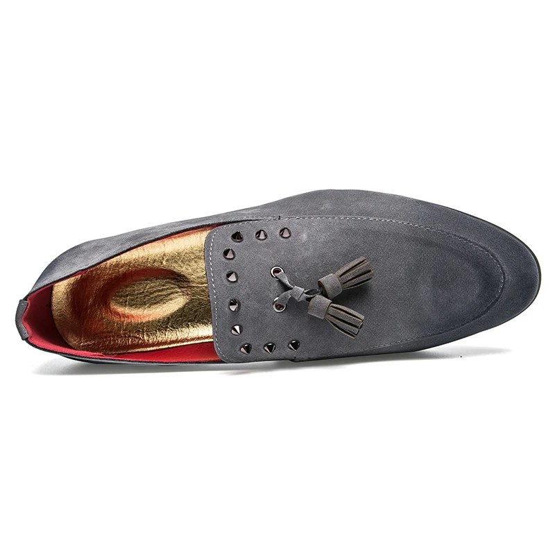 

Brand Fashion Doug Casual Leather Shoes Men Loafers Trend Tassel Night Club Party Shoes Slip-On Pointed Toe Business Men Shoes