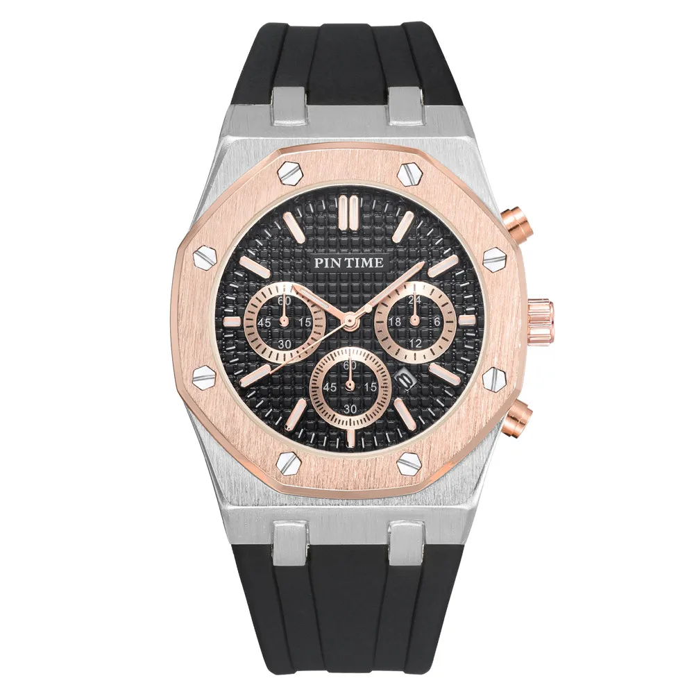 7 PINTIME Для мужчин Детские Модные Повседневные часы Royal Oak дизайн каучуковый ремешок Для мужчин s класса люкс кварцевые двигаться Для мужчин t аналоговые Дисплей Для мужчин спортивные наручные часы - Цвет: 7
