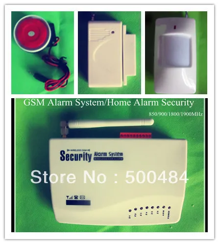 Intelligent Quad Band GSM Alarm &amp Remote Control Setting Arm Disarm&amp Auto Dialing-2 x Door sensor plus 2 PIR motion |