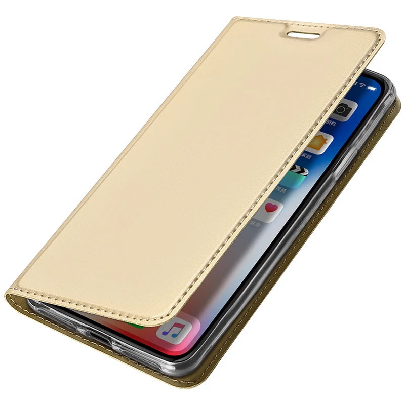 Флип-чехол для iPhone XS Max XR X 8 7 6 6s Plus из искусственной кожи ТПУ Мягкий бампер чехол с отделением для карт держатель кошелек подставка чехол для мобильного телефона - Цвет: golden