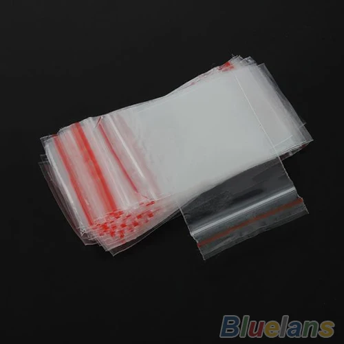 100 шт./лот прозрачные пакеты с замком на молнии пластиковые для хранения
