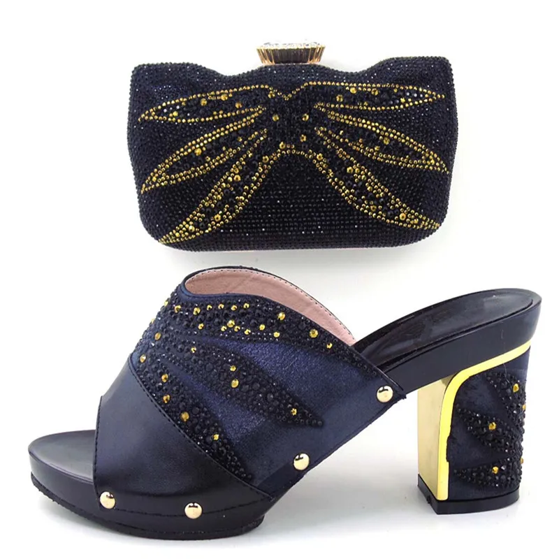 2017 Новый Модный Горный Хрусталь Насосы Обувь И Сумка Набор Африке Стиль женщина