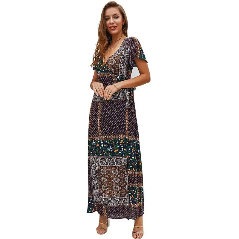 Лето Boho элегантные вечерние красный 2019 для женщин длинные платья Повседневное