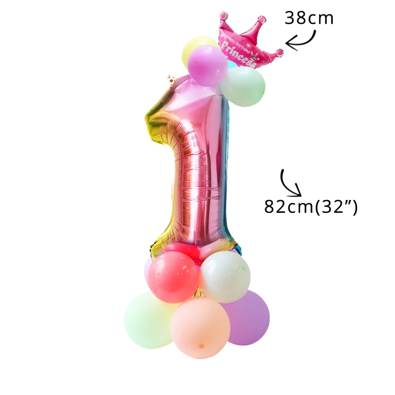 Number 1 Balloon 4 Cyuan первый день рождения фото плакат гирлянды 1 год мальчик девочка день рождения украшения ежемесячный фотоальбом Baby Shower баннер - Цвет: Number 1 Balloon 4