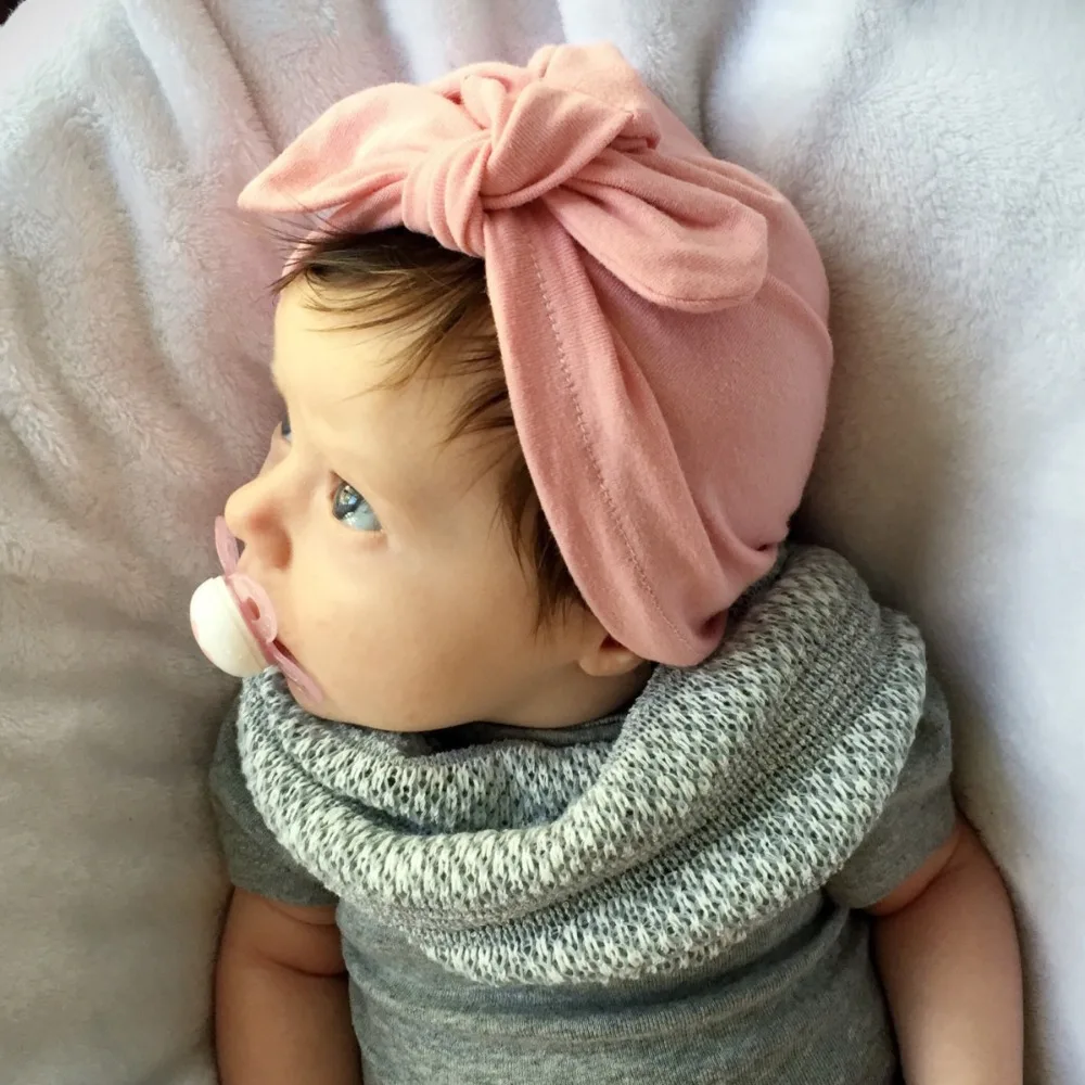 Повседневная детская Милая твердая шляпа Мягкая тюрбан узел шапка для девочки