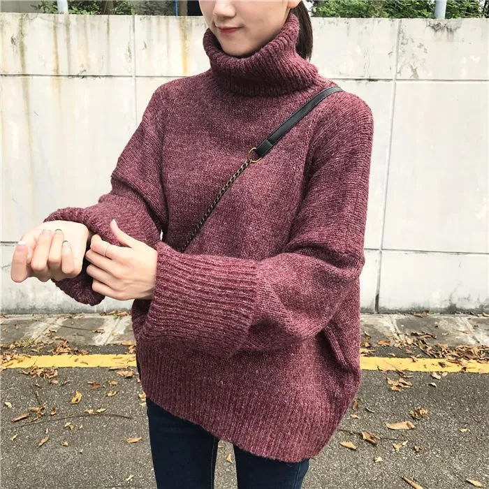 4 Color High Quality Women Knitted Tops Solid Casual Turtleneck Loose Sweater Spring Autumn Long Sleeve Short Pullovers | Женская одежда