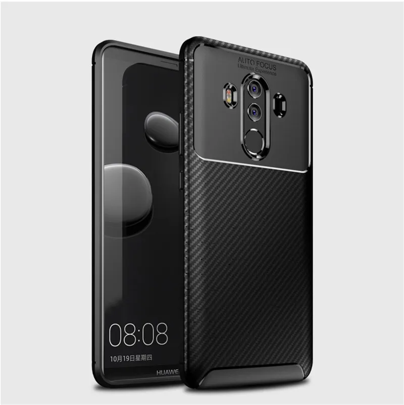 Чехол из углеродного волокна для huawei mate 10 Porsche дизайнерский чехол с алмазной сеткой для huawei mate 10 Porsche версия чехла - Цвет: Черный
