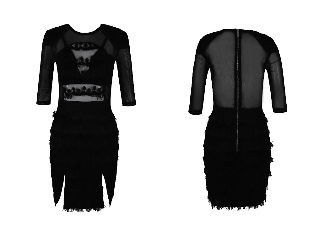 Новинка 2019 женское Черно-серое кружевное платье с круглым вырезом облегающее