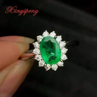 925 silver inlaid natural emerald ring design is beautiful