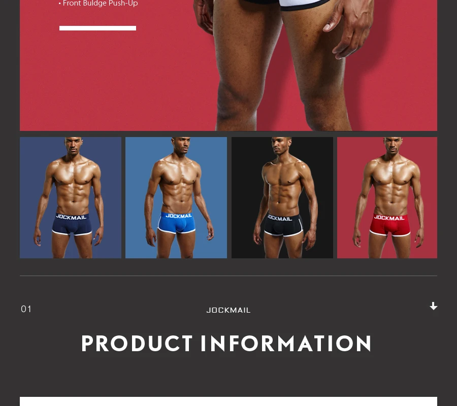 JOCKMAIL, фирменное Мужское нижнее белье, боксеры, плавки с сексуальным мешочком для пениса, усиление выпуклости спереди+ сзади, Двойная съемная чашка пуш-ап