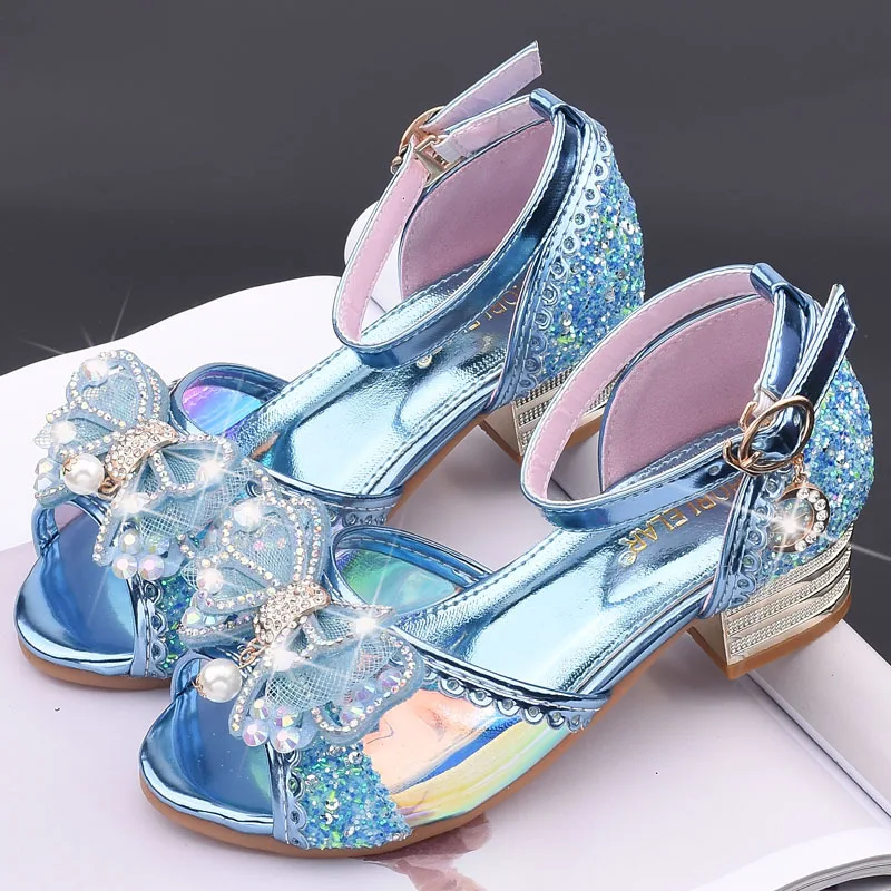 Обувь принцессы для девочек Летние вечерние босоножки на высоком каблуке