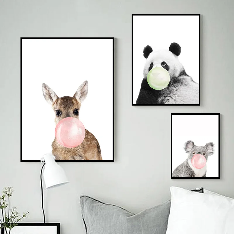 Скандинавские Мультяшные животные пузыри коала жираф холст A4 художественный