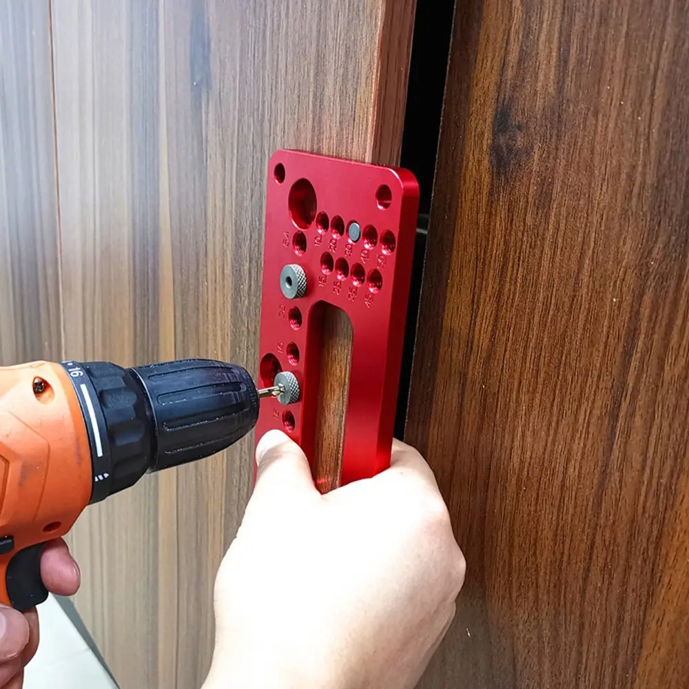 

Cabinet Wood Working Portable Positioning Guide Hole Puncher Home Easy Apply Hand Locator Small Door Handle Aluminum Alloy Tool
