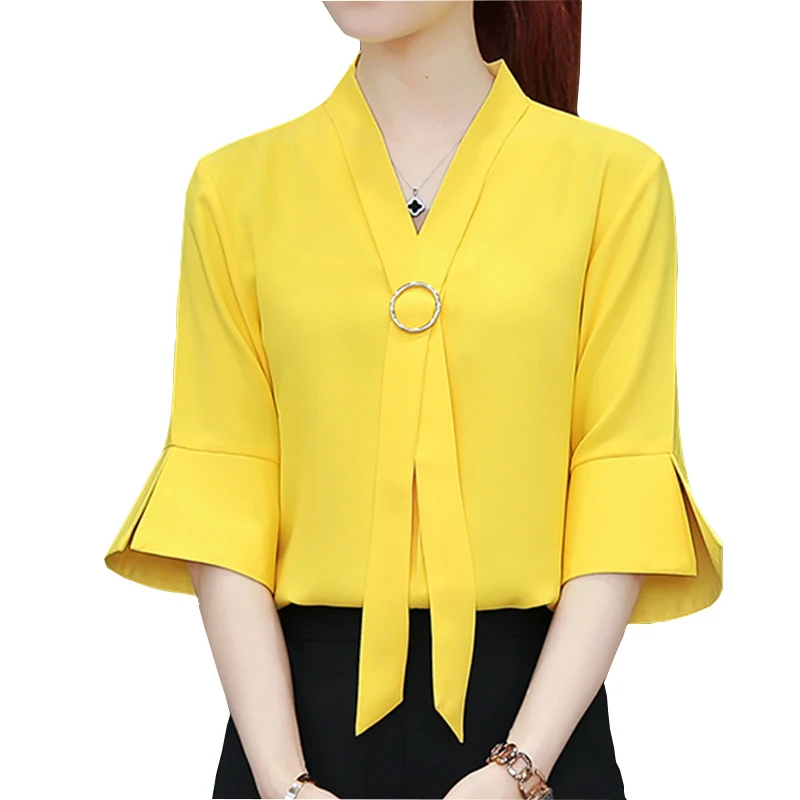 Женские повседневные блузки с расклешенными рукавами размер S 2XL новые женские