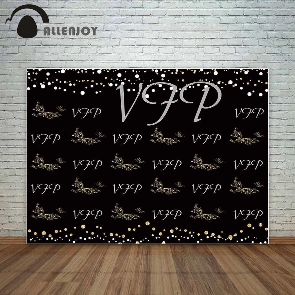 Allenjoy Фотофон для фотосъемки в горошек с золотыми бабочками vip фон дня рождения