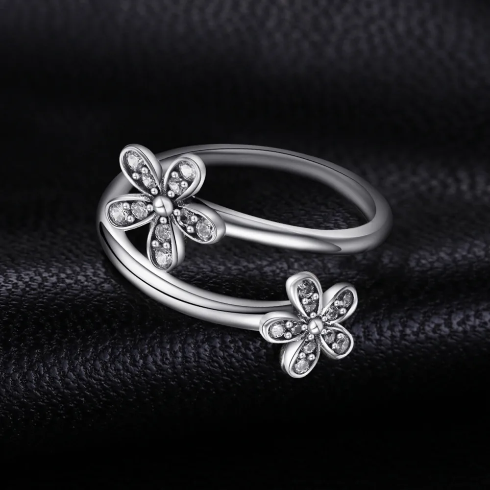Jewelrypalace стерлингового серебра 925 мерцающий ромашки кубического циркония Открытое кольцо Для девушку Jewelry подарки на день рождения Горячая