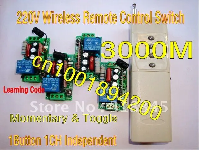 Беспроводная подсветка и контроллер 3000 м 220 В 1 канал (канал) 4 приемника и 1 передатчик 1000 Вт переключатель/Мгновенный