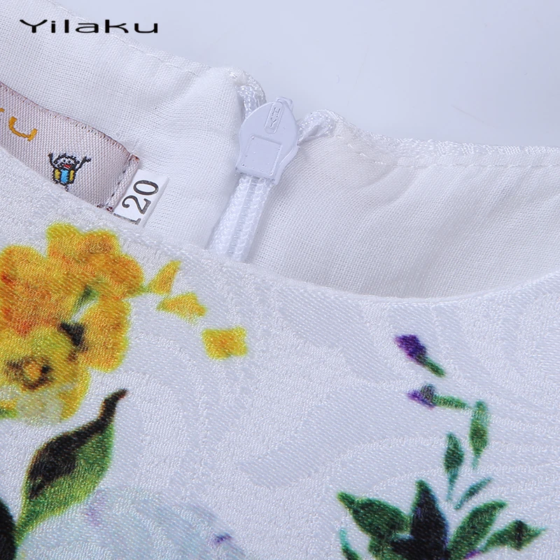 Yilaku Girls Dress Spring Girl Clothes Flowers Kids Dresses Half Sleeve Princess Dobby Clothing CA304 | Детская одежда и обувь