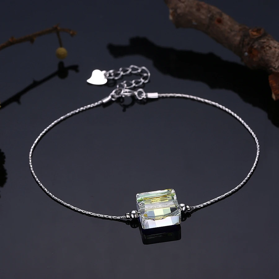 MALANDA квадратный кристалл из браслеты swarovski для женщин Мода Стерлинговое Серебро