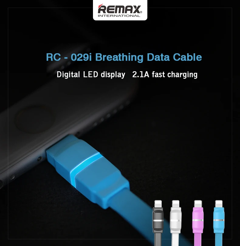 REMAX RC-029i светодиодный Micro USB кабель для передачи данных 2.1A Быстрая зарядка для iPhone Xs max XR X 8 7 6 8s 7s 6s plus 5S SE iPad air 2