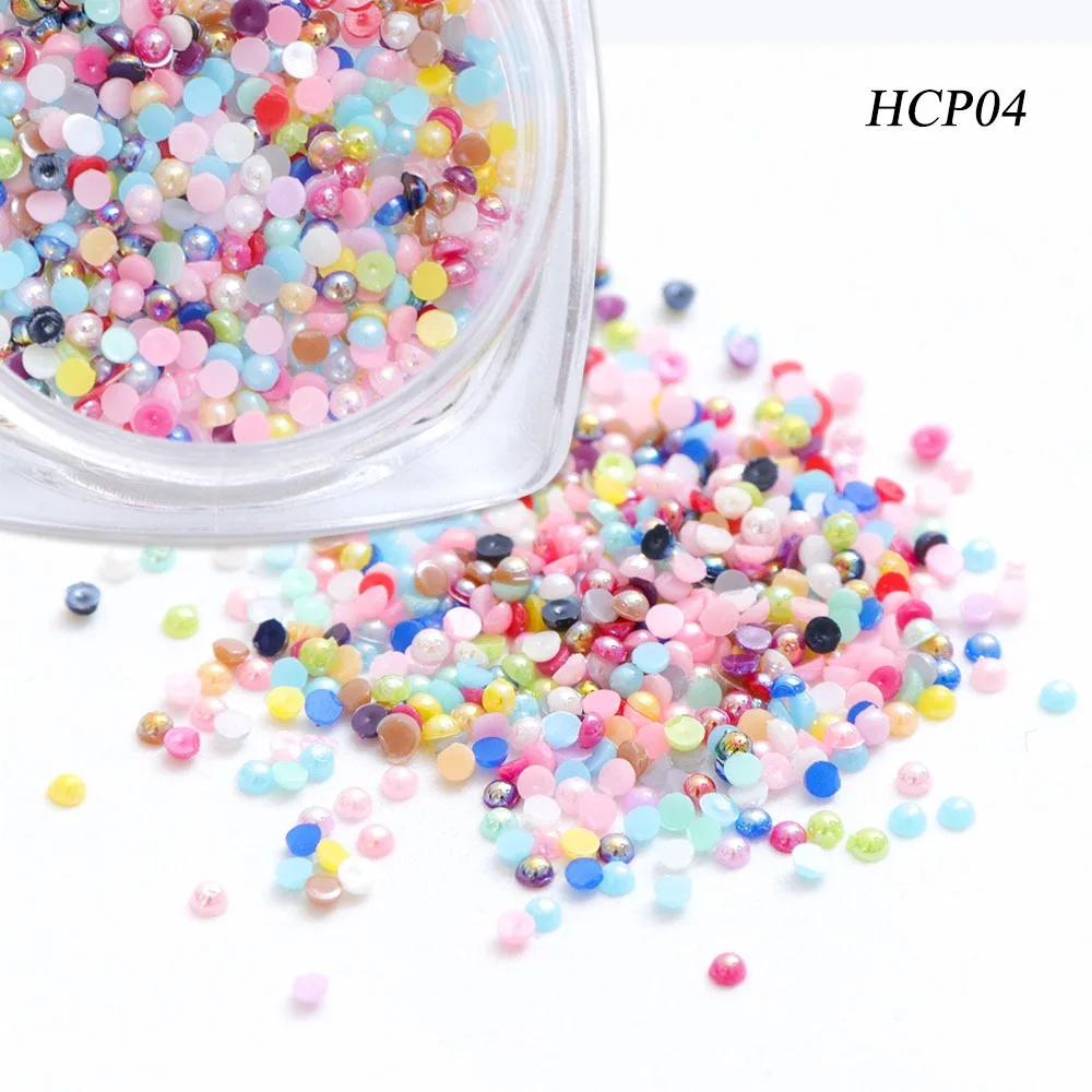 HCP04 1 коробка белый AB ногтей жемчуг блеск ногтей Стразы Круглый шарик Русалка цвет радуги украшения ногтей художественные талисманы LAHCP01-12 - Цвет: HCP04