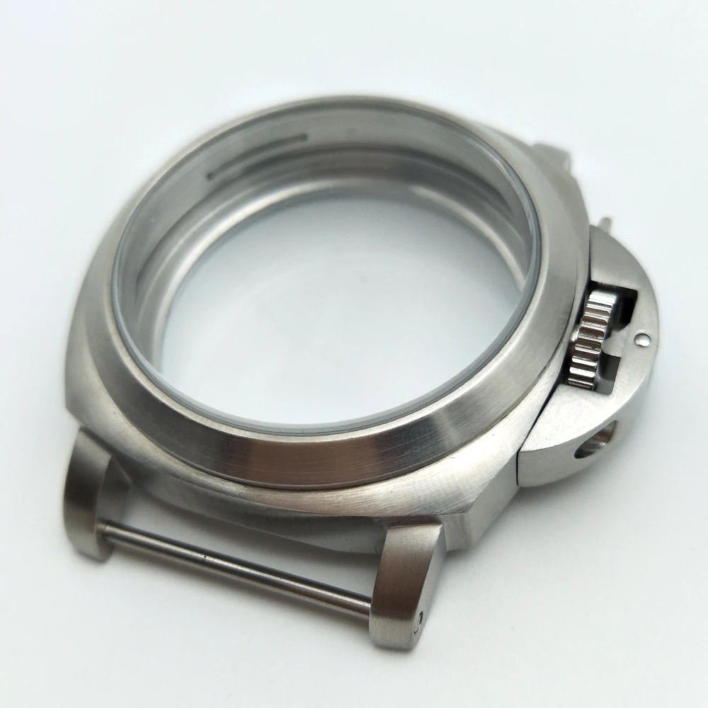 44mm Watch Cases silver brushed 316L housing for 6649/6498 movement back cover perspective 44-2 | Наручные часы