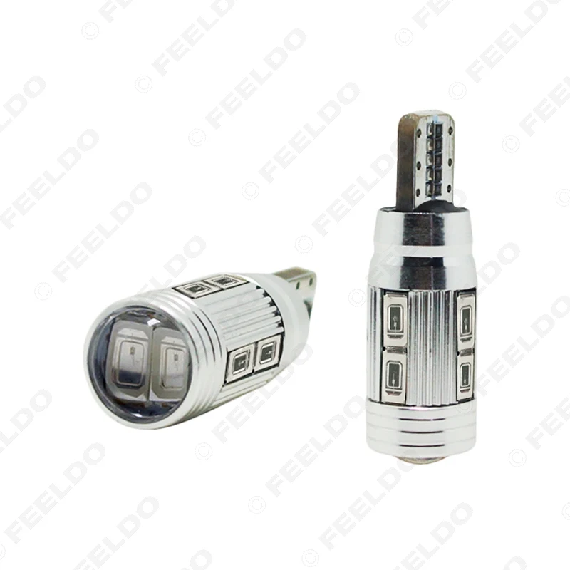

FEELDO 2Pcs T10 W5W Canbus No Error 10 SMD 5630 10 LED Light Wedge Bulb High Power LED Car Parking Auto Clearance Light 12V
