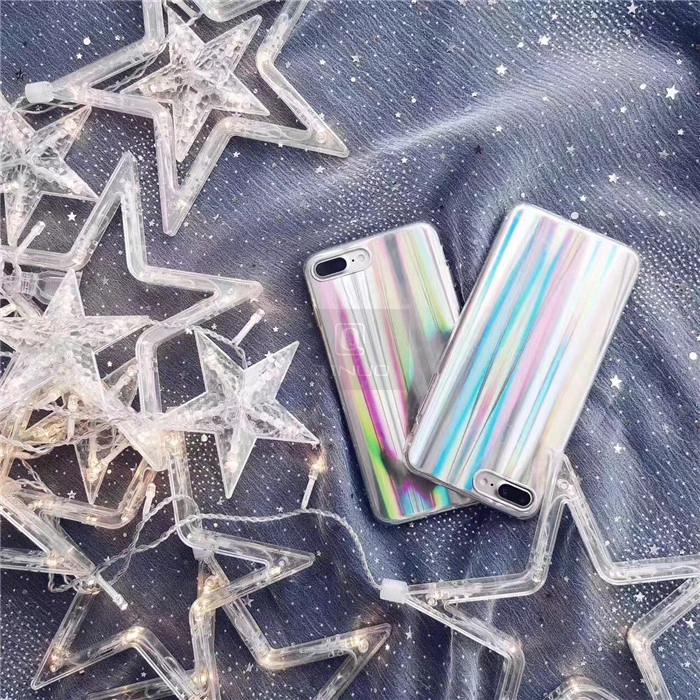 QINUO Trend Gradient Holographic Case For iPhone X XS Max XR 5 5S Se 7 8 6 6S Plus Rainbow Laser Soft TPU Back Cover Shell | Мобильные