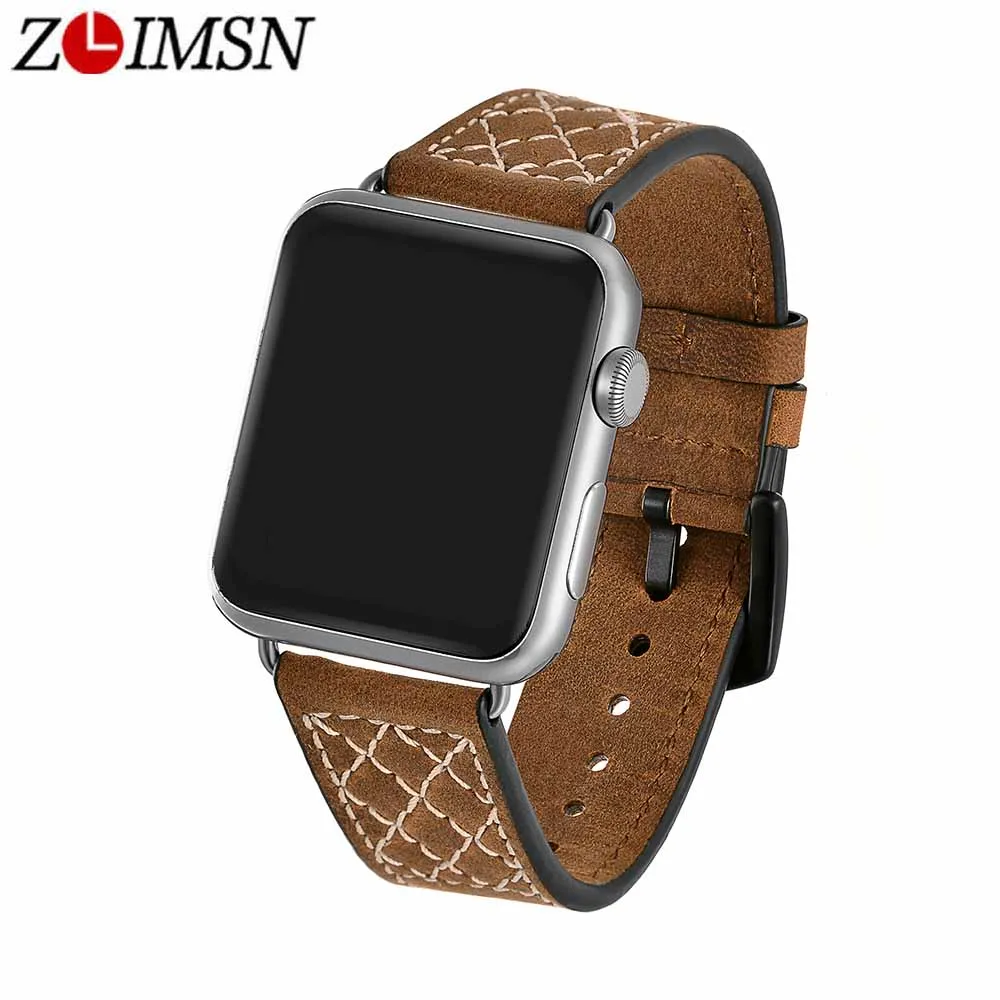

Ремешок для часов ZLIMSN из кожи Крейзи Хорс, подходит для Apple Watch, браслет, аксессуары для часов, 42 мм 38 мм iWatch