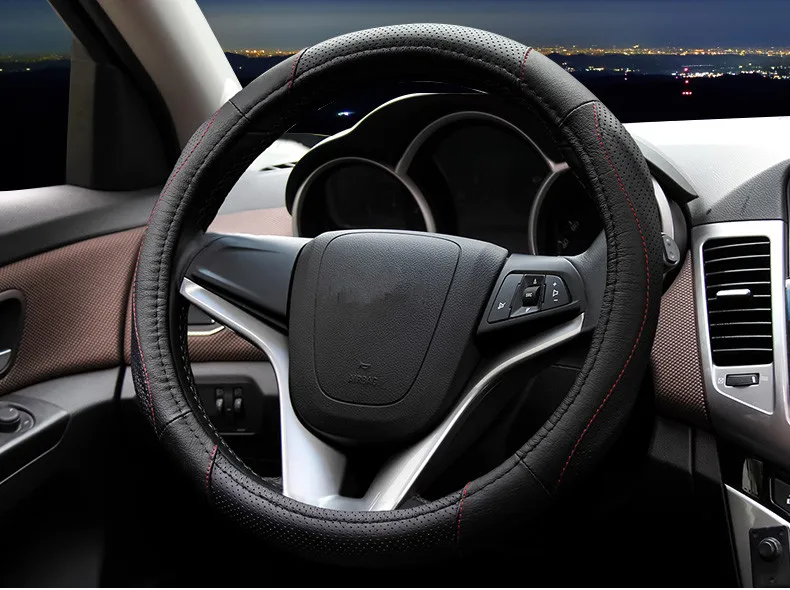 Высокое качество кожаный чехол рулевого колеса автомобиля четыре сезона универсальные автомобильные аксессуары для Chevrolet cruze mrlibu aveo SAIL trax