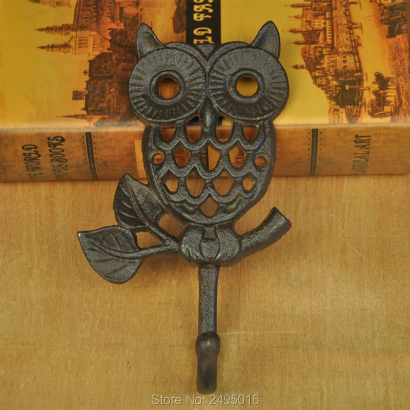 

Turquoise Owl Hook Cast Iron Shabby Chic Wall Towel Key Hanger Jewelry Nursery Bathroom