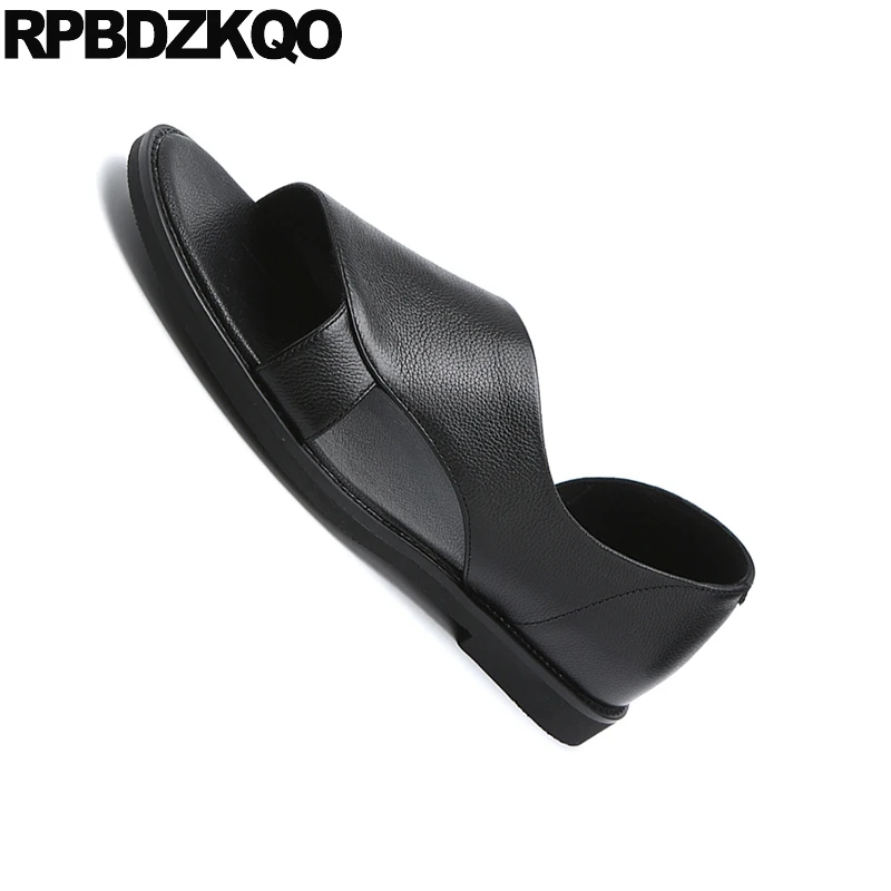 Шлепанцы мужские из натуральной кожи мягкие брендовые дизайнерские сандалии без