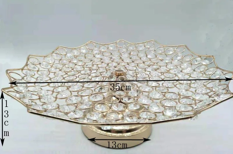 gold-35cm 3 размера, мульти-фруктовая чаша, золотой Хрустальный фруктовый поднос для свадебного стола, украшение для дома на День святого Валентина - Цвет: gold-35cm