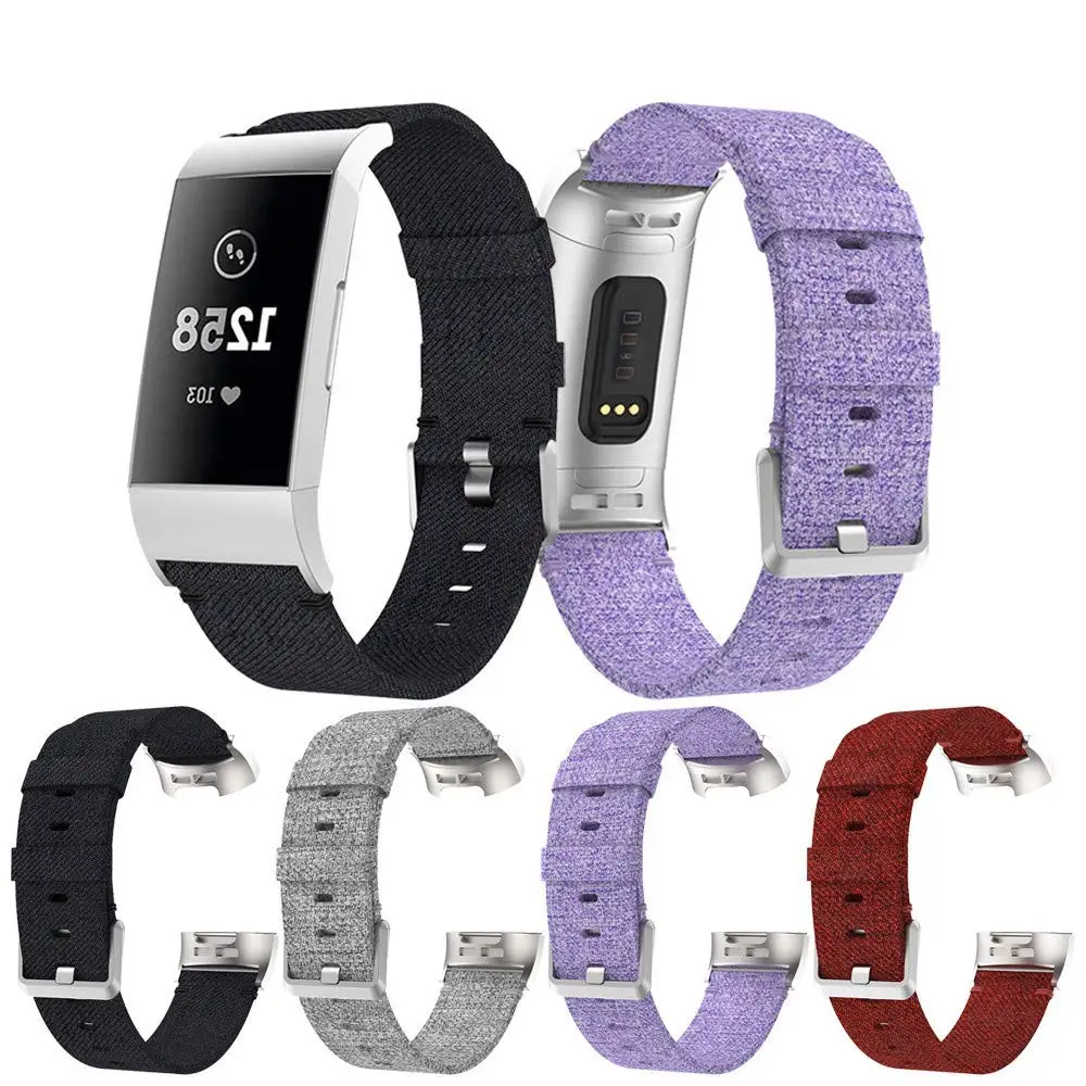 Ремешок для часов Ktab Fitbit Charge 3 брезентовый кожаный спортивный сменный Браслет