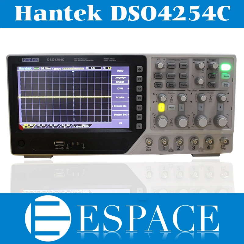 Новинка 2017 цифровой осциллограф Hantek DSO4254C 250 МГц 4 канала 1 Gsa/s встроенный usb