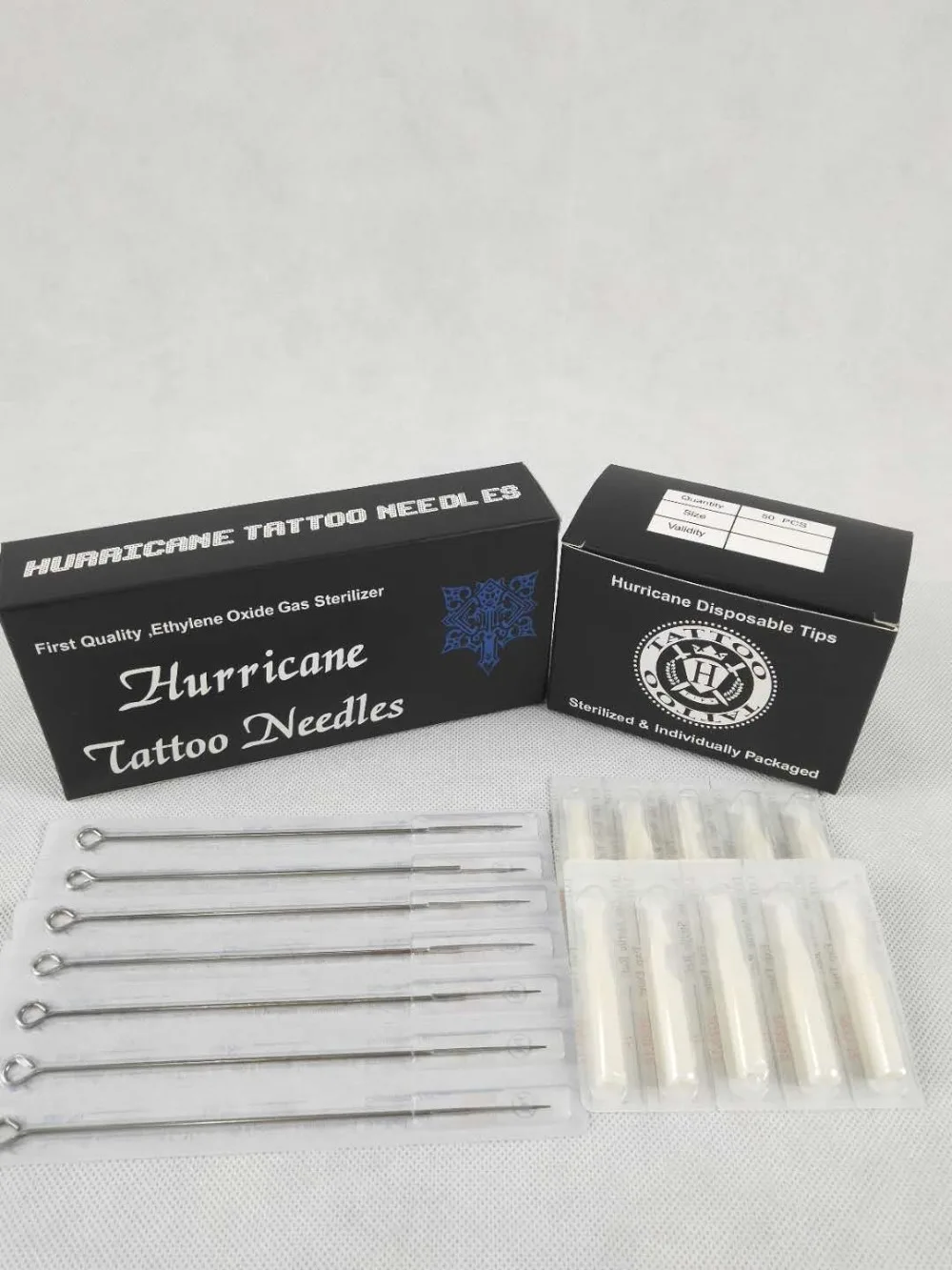 

Professional Tattoo Needles And Tubes Tips Mixed (9M2+5F) Sterilized 50pcs Tattoo Needles with 50pcs Disposable Tattoo Tips