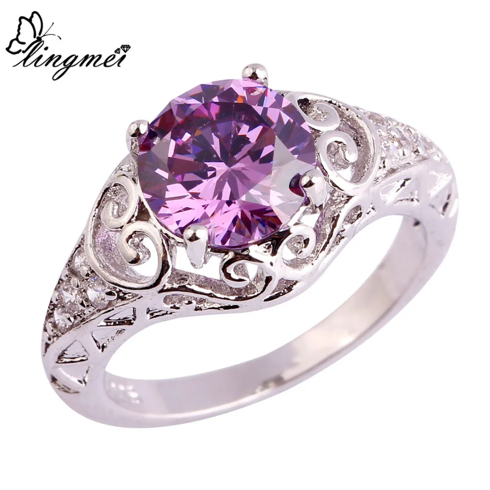 Женское кольцо с фиолетовым радужным и белым фианитом Размеры 6 10 11|ring size|women fashion