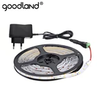 Светодиодная Водонепроницаемая ленсветильник Goodland SMD3528, одноцветная, 300 светодиодов, 5 м, гибкая светильник, источник питания 12 В постоянного тока, 2 А, высокое качество, ЕССША
