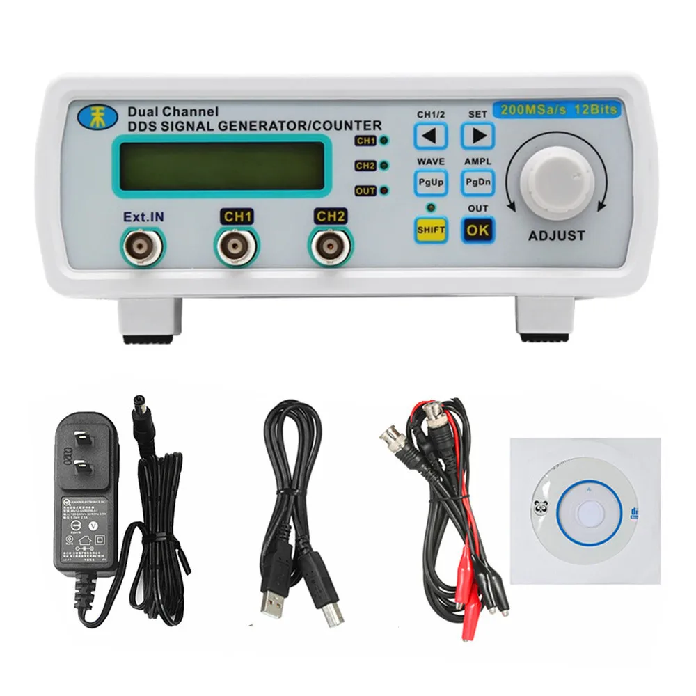 JUNTEK MHS5200A 25 МГц двухканальный цифровой генератор сигналов DDS функция генератор частоты генератор произвольной формы/импульса