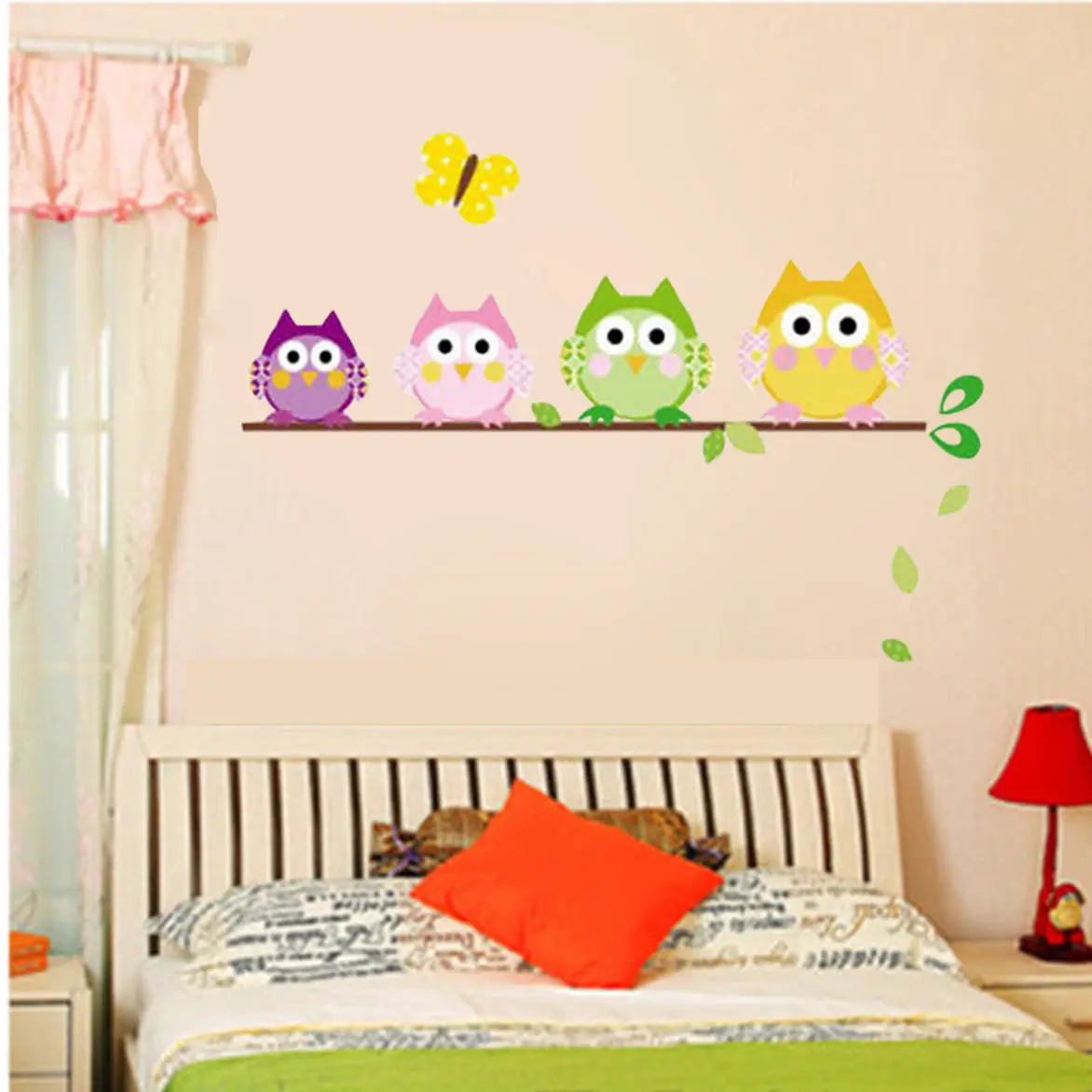 Горячее предложение 4 Красочные Совы бабочки дети Детская Настенная Наклейка