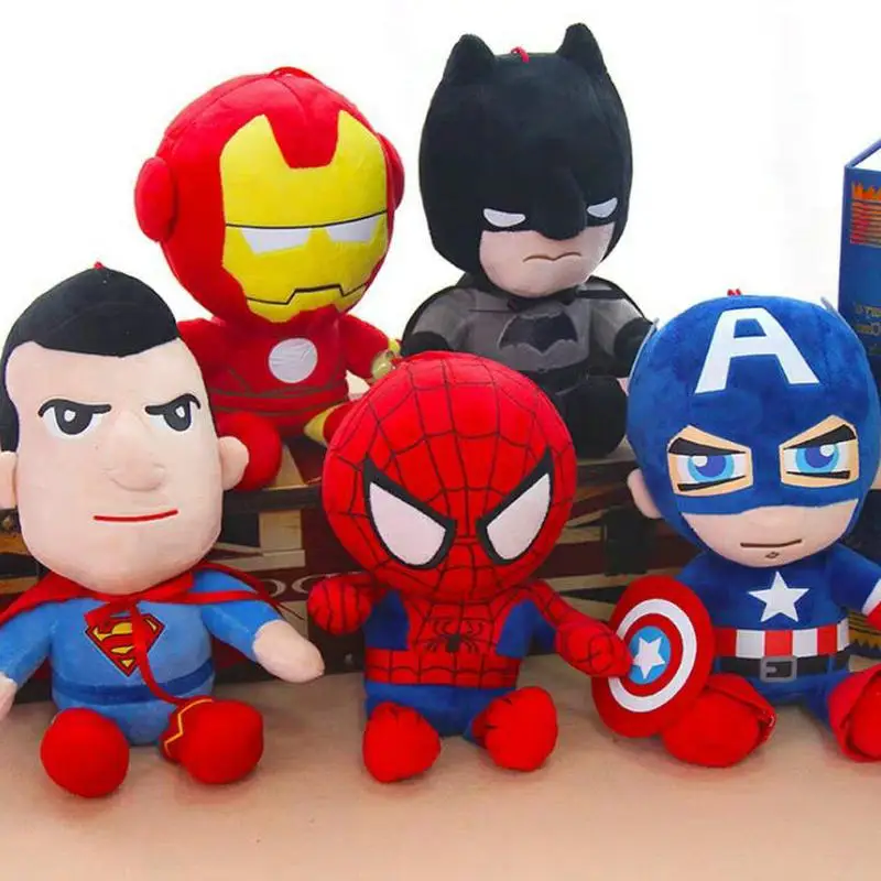 Мстители Super Hero плюшевые игрушки куклы 25 см Человек паук Железный человек Капитан